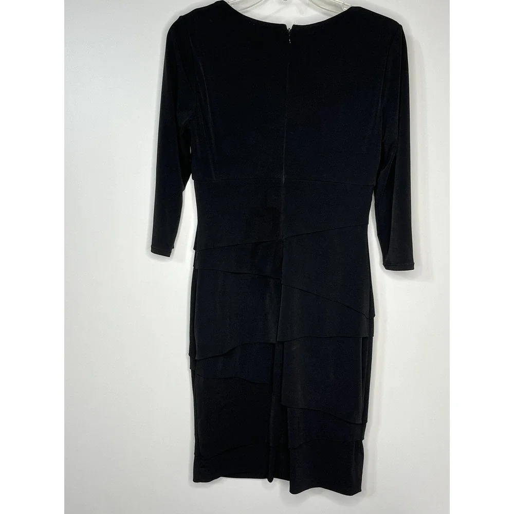 White House Black Market‎ Black Tiered Bodycon 3/4 Sleeve Sheath Dress Women's 6